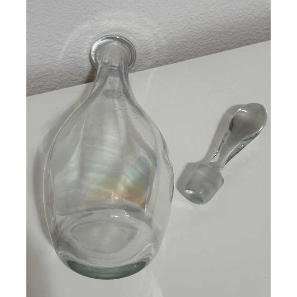 Vintage Toscany Handblown Iridescent Decanter Genie Bottle With Stopper 15" - Picture 13 of 16